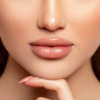 Close up sexy lips in nude lipstick.