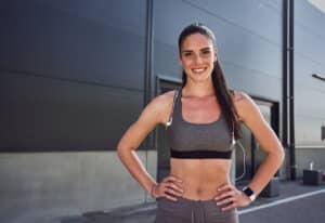 Woman with improved posture after breast reduction in Worcester, MA